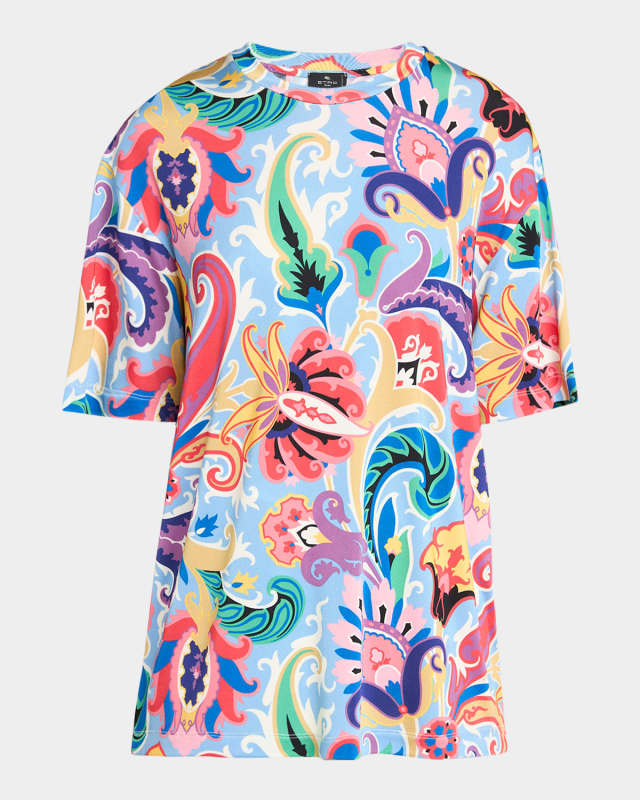 Artwork-Print Short-Sleeve Viscose Jersey T-Shirt
